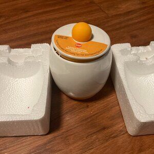 Egg-Tastic Mircowave Egg Cooker & Poacher Ceramic White & Orange 5"